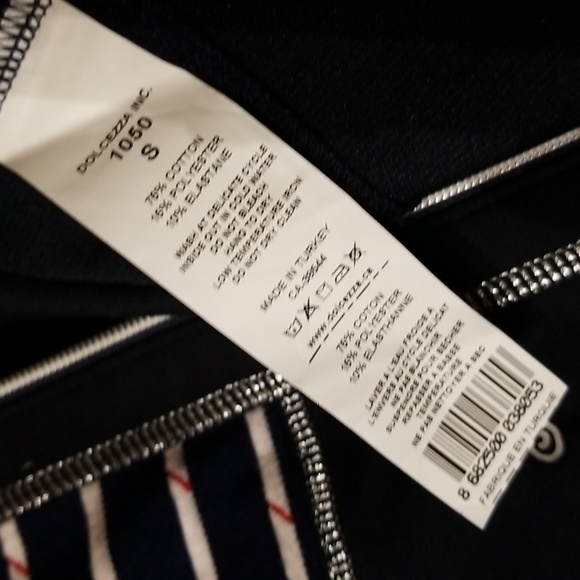 Dolcezza Long Fall Spring Vest Wearable Art / Sz S / Navy blue, white - Picture 12 of 17